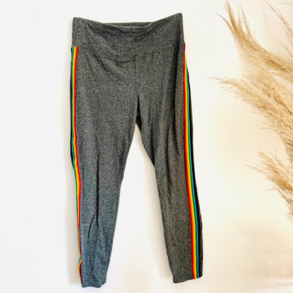 MOSSIMO TARGET Rainbow Tuxedo Stripe Heather Grey Gray Skinny Leggings Tights M - Picture 1 of 10